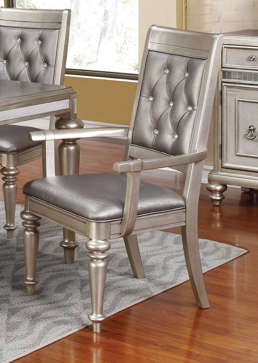 Metallic Platinum Arm Chair Set of 2 O47009
