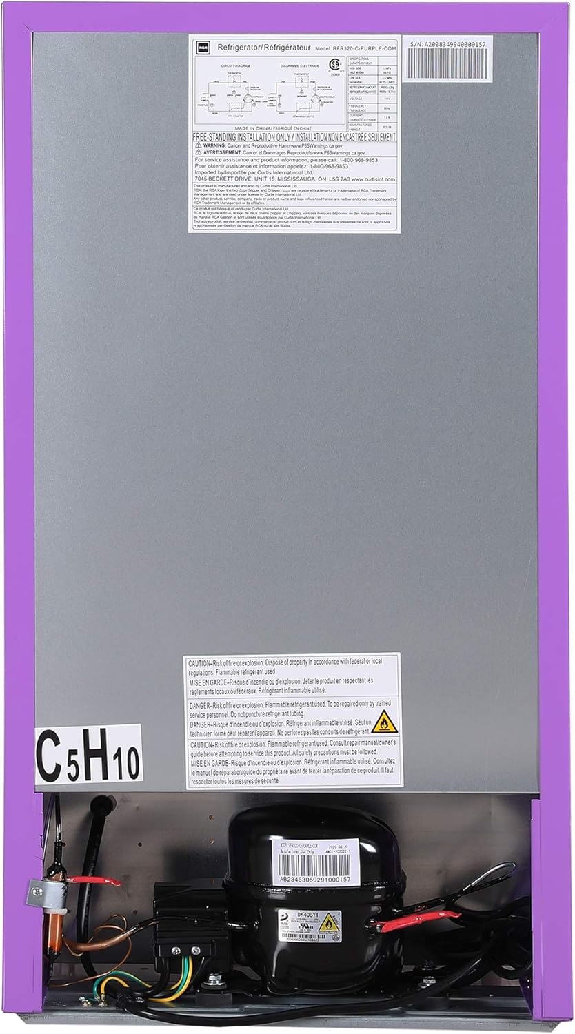 3.2 Cu Ft Single Door Mini Fridge with Freezer, Platinum L54628