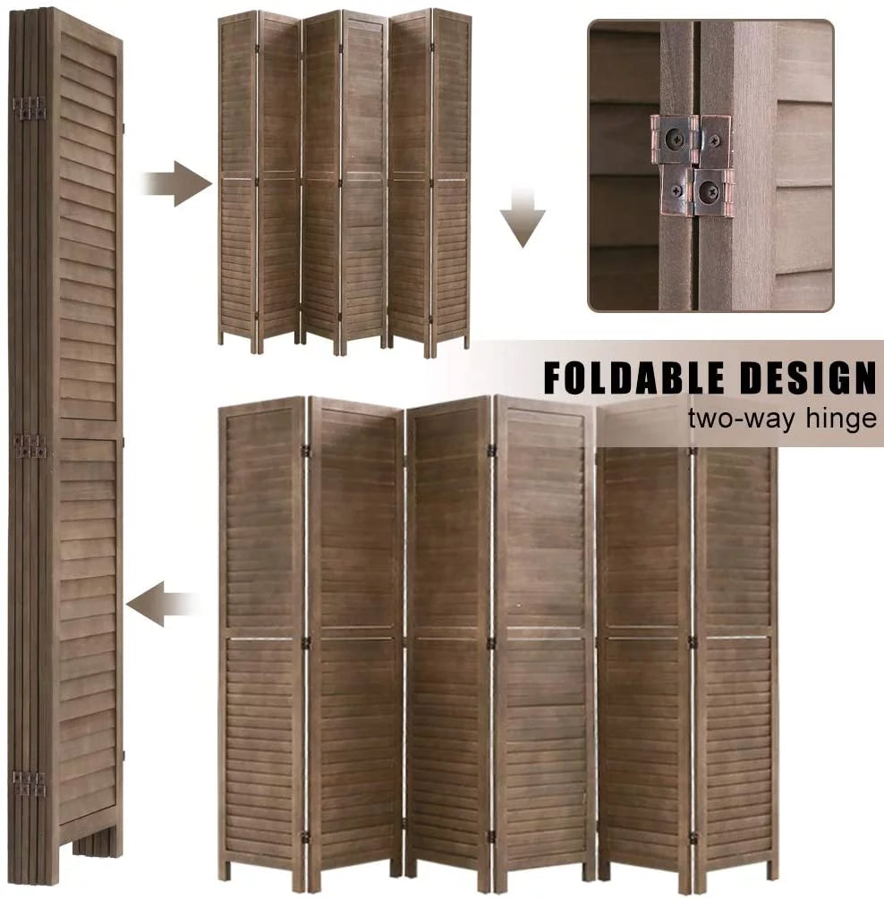 Wood 6 Panel Room Divider Privacy Screen W452354
