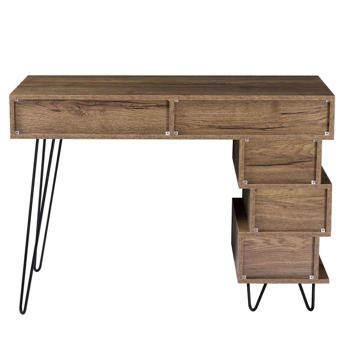 Brown Computer Desk with V-Shaped Iron Leg S86609