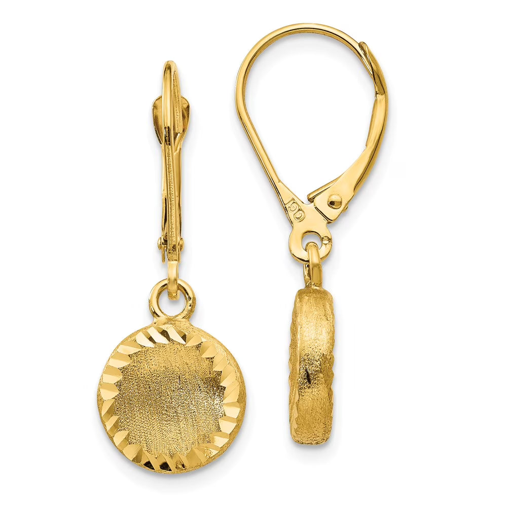 14kt Yellow Gold Diamond-cut Circle Leverback Earrings F58564
