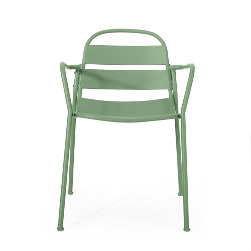 3-Piece Outdoor Bistro Set Iron Patio Furniture with 2 Chairs & Round Table Dark Green X291055