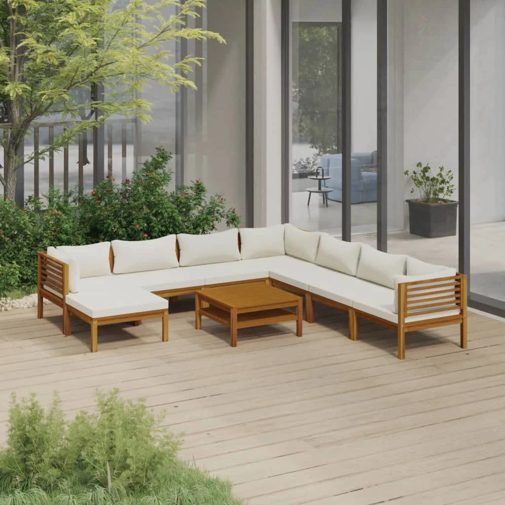 Acacia Wood Patio Furniture Set with Tea Table and Cushions R25984