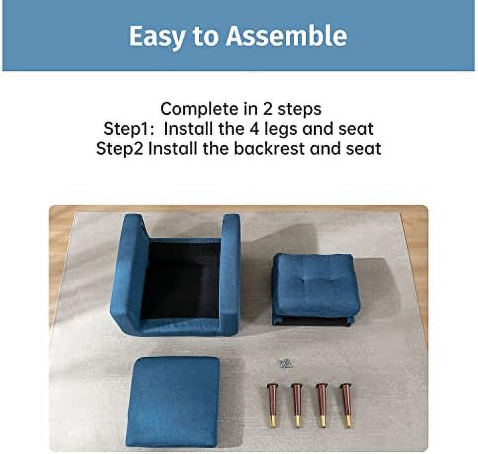 Blue Upholstered Tufted Accent Chair W2022