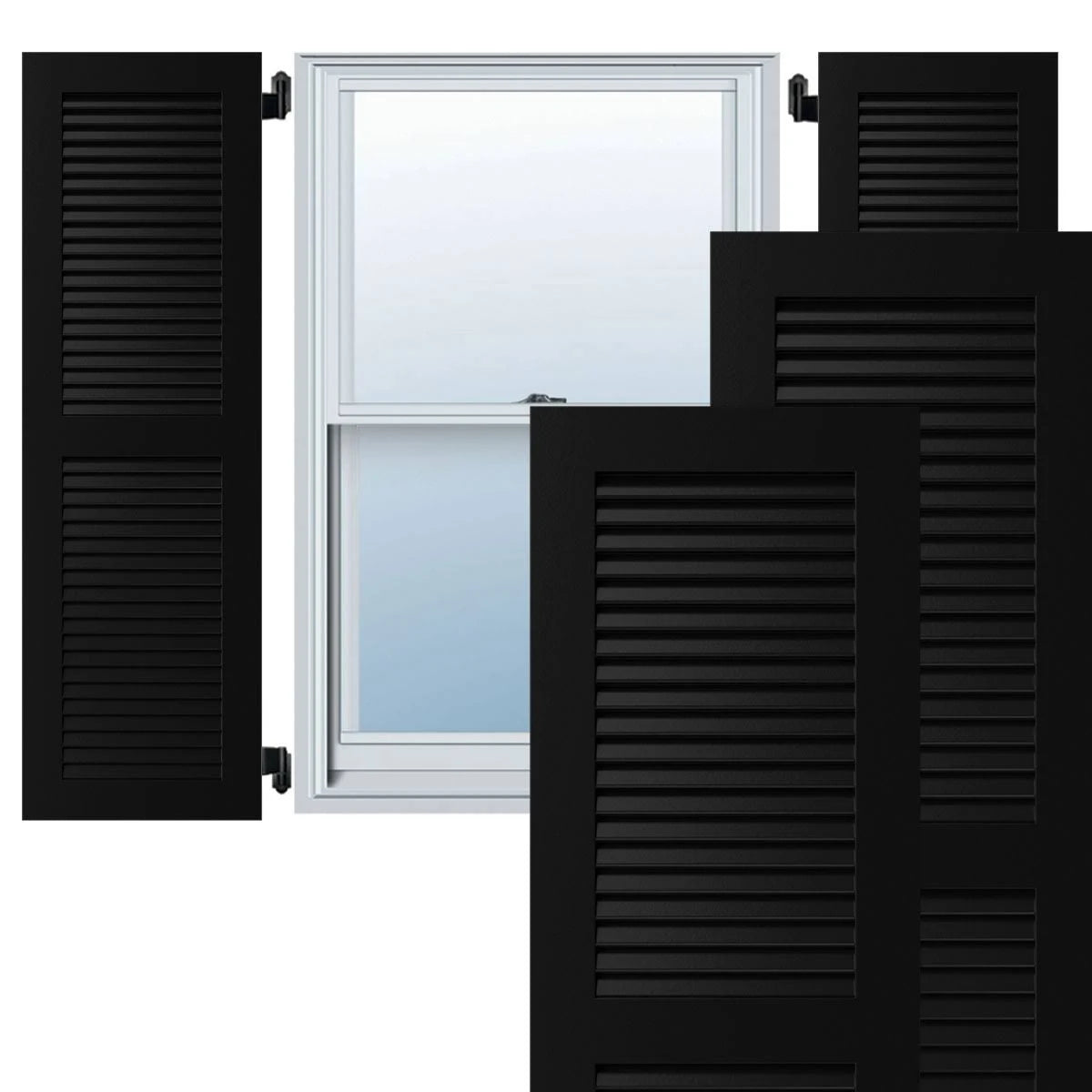 Black Exterior Composite Louvered Shutters Per Pair C496644