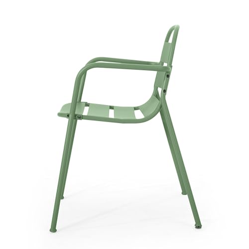 3-Piece Outdoor Bistro Set Iron Patio Furniture with 2 Chairs & Round Table Dark Green X291055