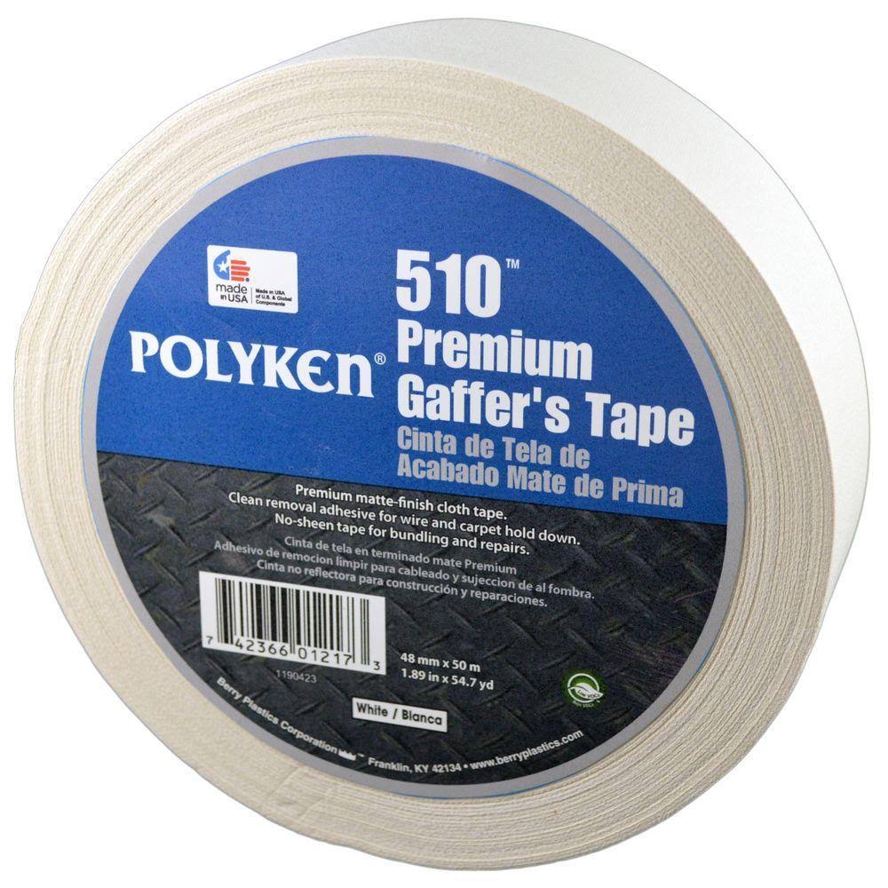 White Gaffers Tape 48mm x 50m 11.5 Mil 6 Rolls I666698
