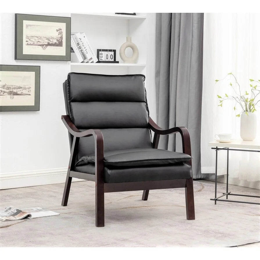 24.8" Wide Mid-Century Modern Faux Leather Armchair N44636