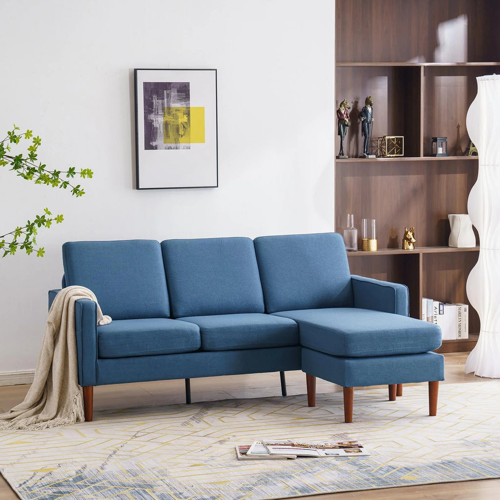L Shaped Linen Fabric Convertible Sectional Sofa C862349