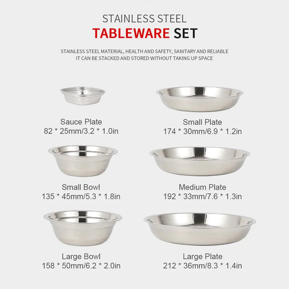 22PCS Portable Stainless Steel Camping Tableware Set with Storage Bag S576