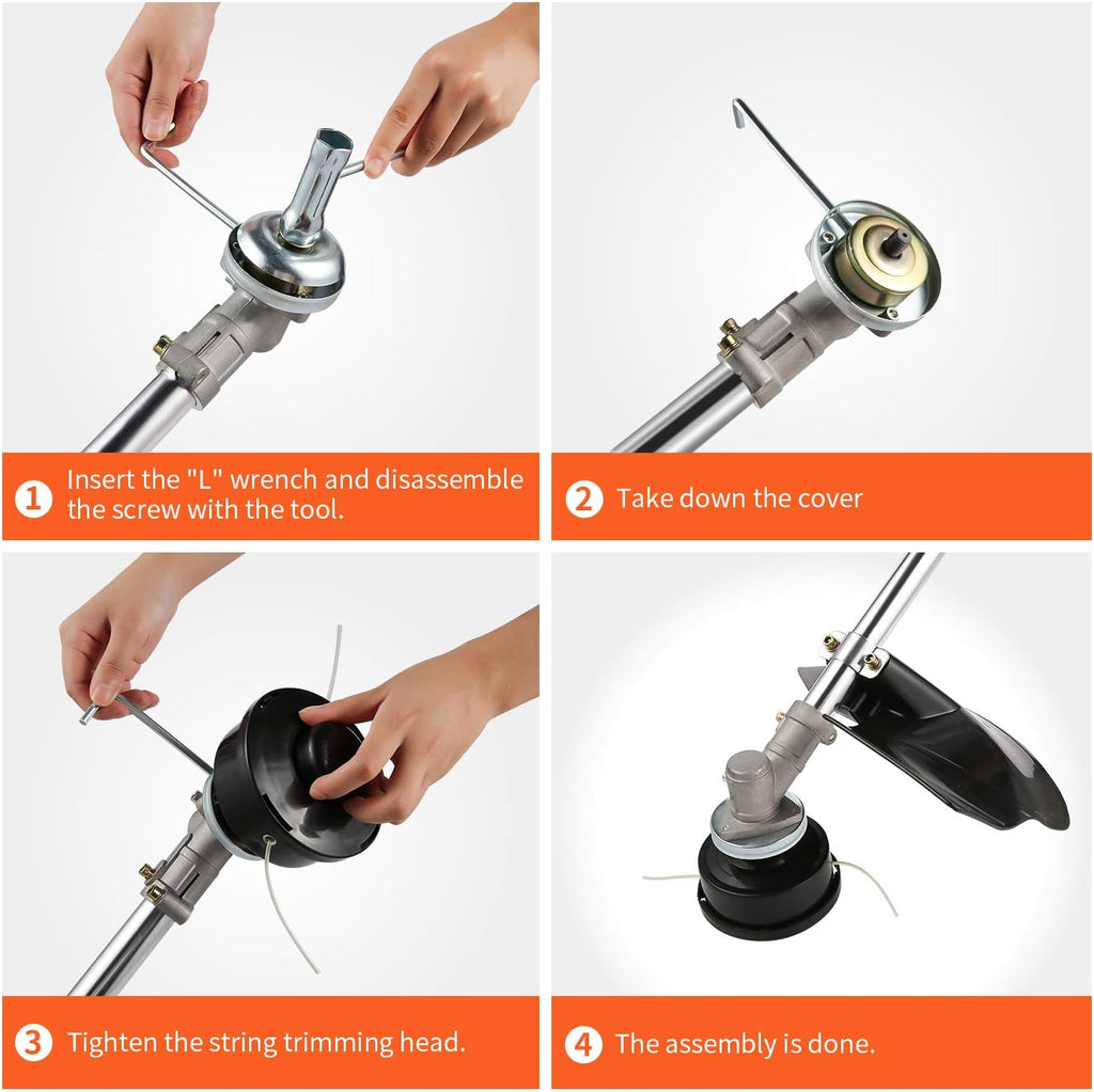42.7CC Gas String Trimmer Straight Shaft Weed Eater with 2 Detachable Heads R596