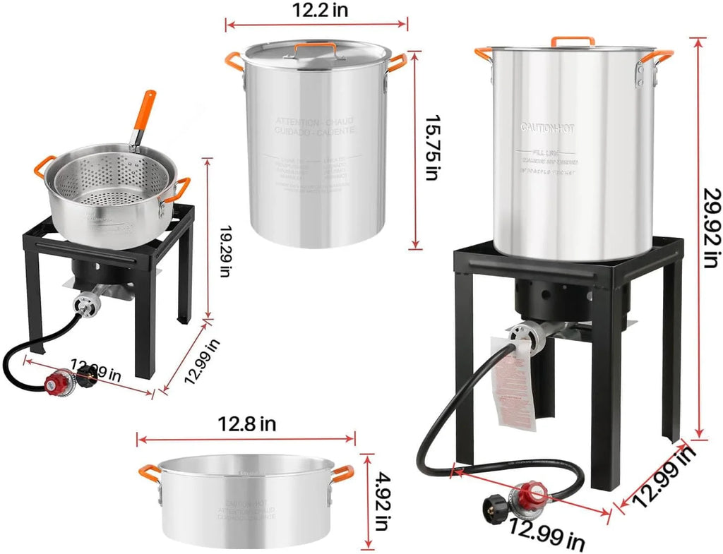 Propane Outdoor Turkey Fryer 30 & 10 Quart Aluminum Seafood Boiler Steamer Kit E540