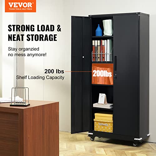 Black Metal Storage Cabinet with 4 Adjustable Shelves M896072