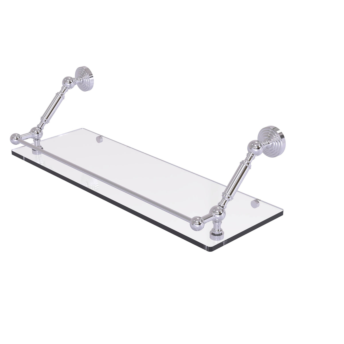 Polished Chrome 24 inch Floating Glass Shelf with Gallery Rail X84163
