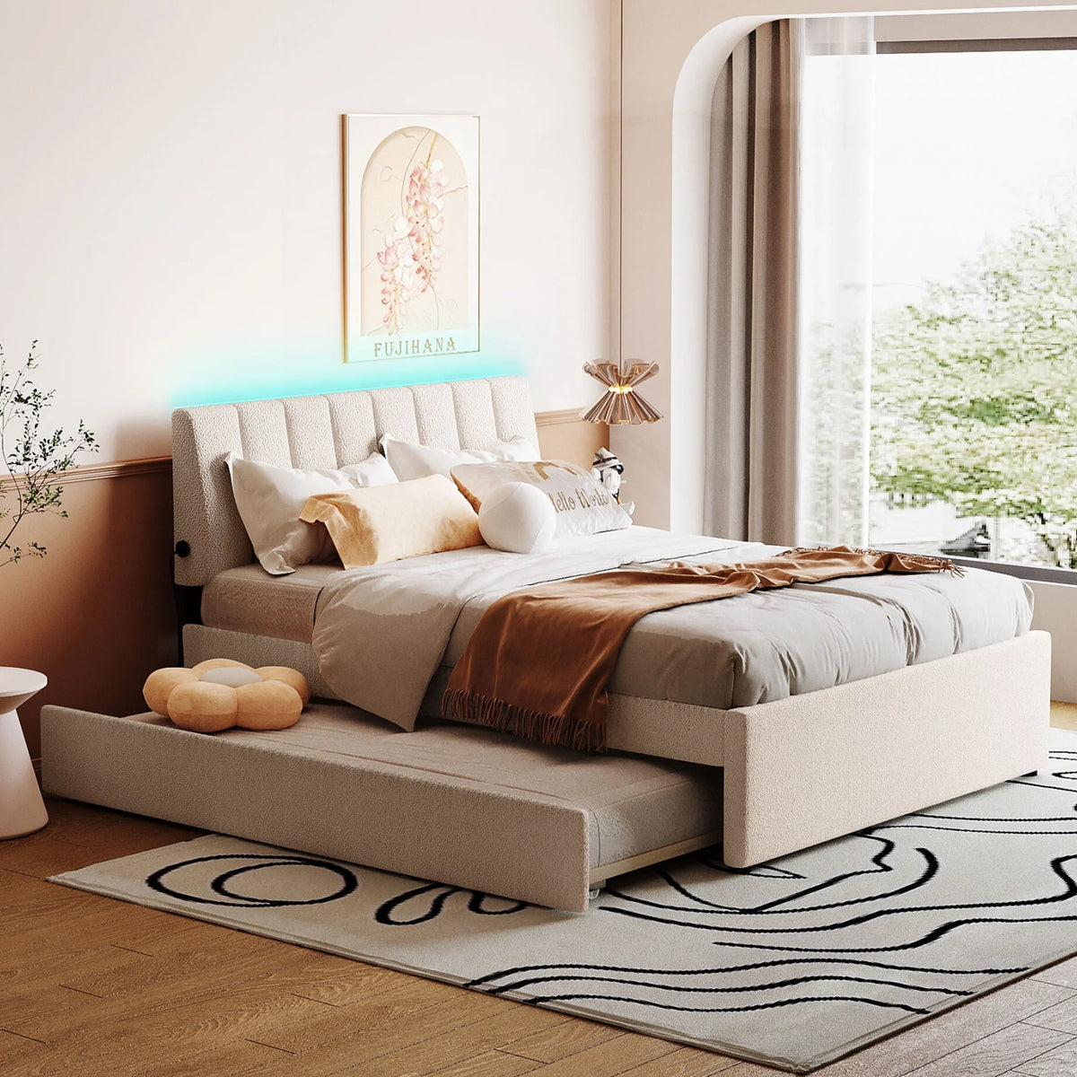 Gray Full Size Platform Bed with Trundle Z927