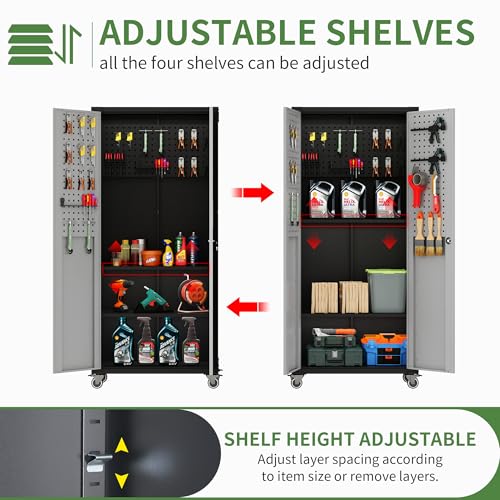 Metal Garage Storage Cabinet with Wheels Y1673