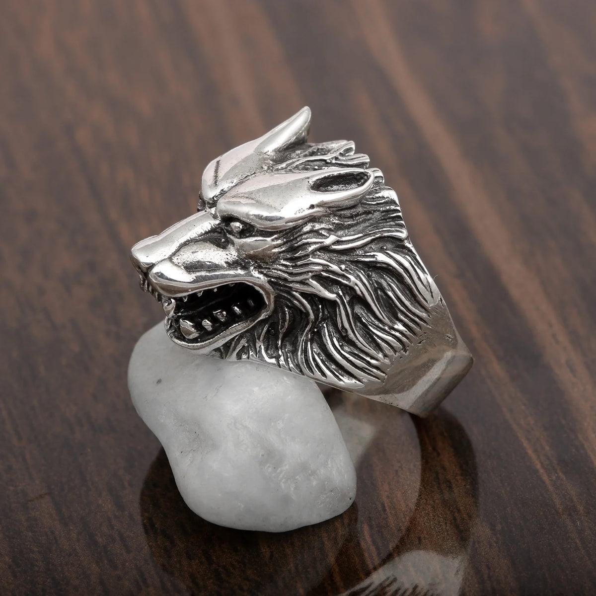 Oxidized Plating Sterling Silver Biker Ring I917