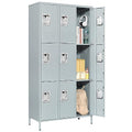 3 Door Metal Storage Locker with Shelves and Lock T6925