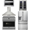 36 Electric Range, Range Hood, Refrigerator, Microwave and Wine Cooler T3793