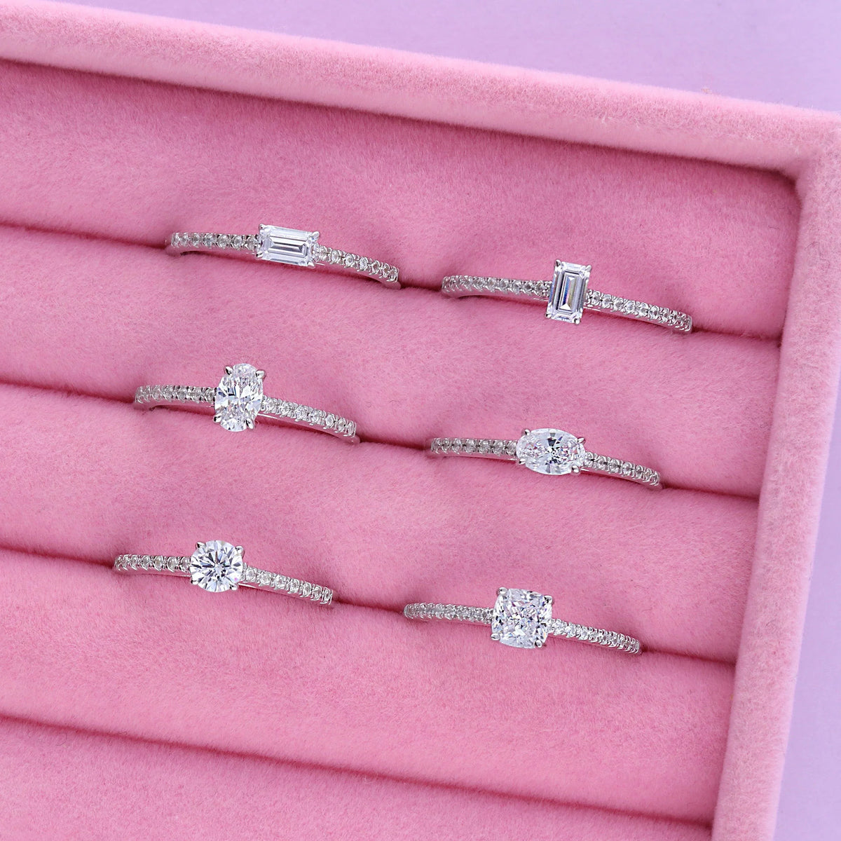 Sterling Silver Oval Cut Cubic Zirconia Promise Ring, Rhodium Plated Size 9 E7667