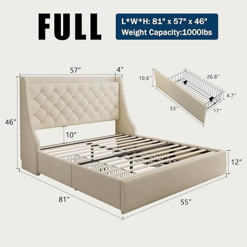 King Size Upholstered Bed Frame with 4 Storage Drawers G793