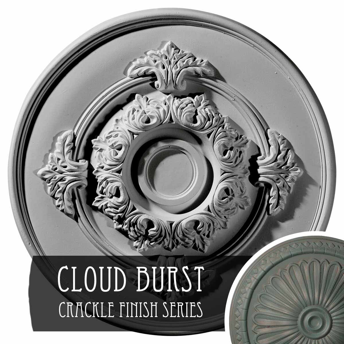 13 3/4x22OD x 1x22P Ceiling Medallion Hand-Painted Cloud Burst Crackle X526368