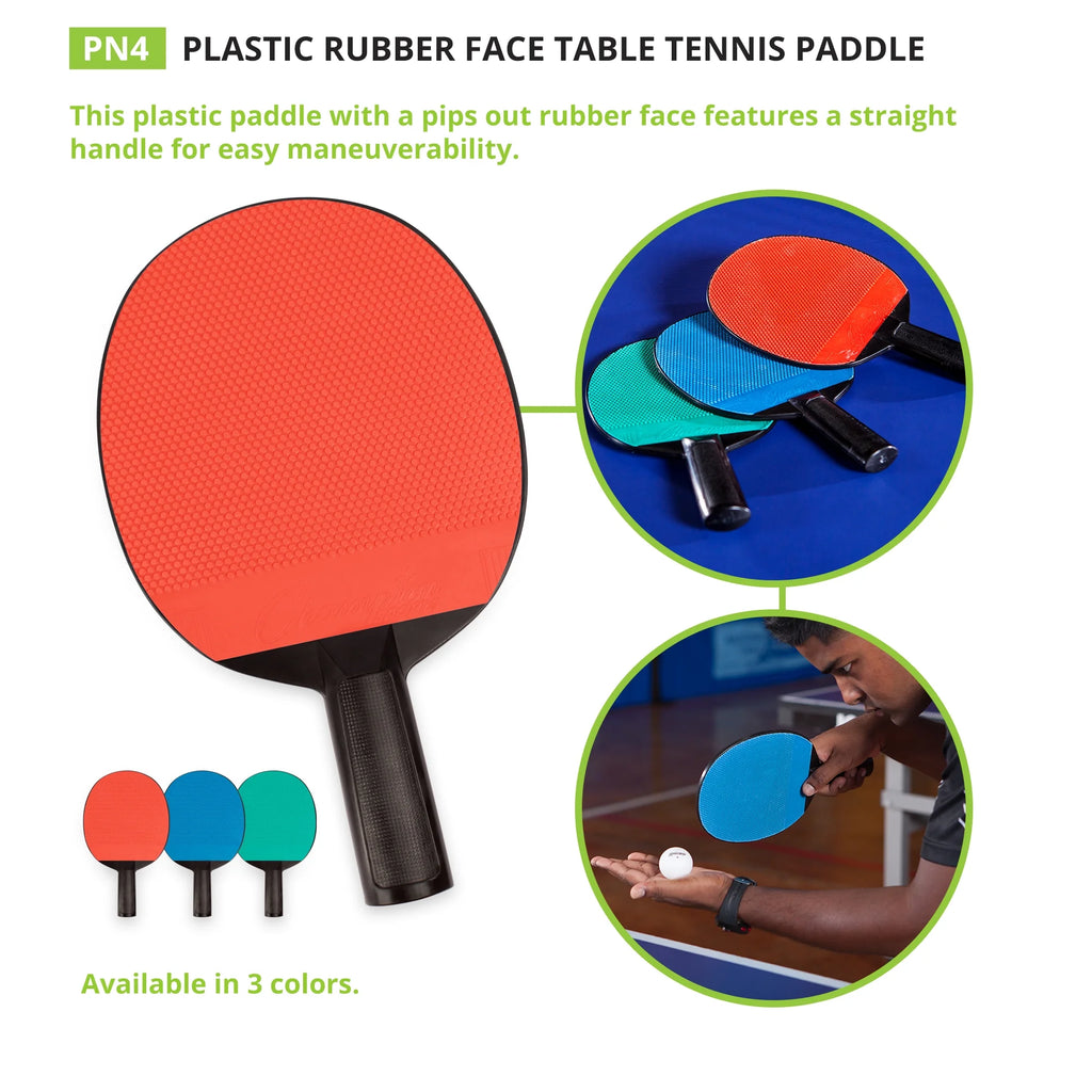 Plastic Rubber Face Table Tennis Paddle, Pack of 6 H95190