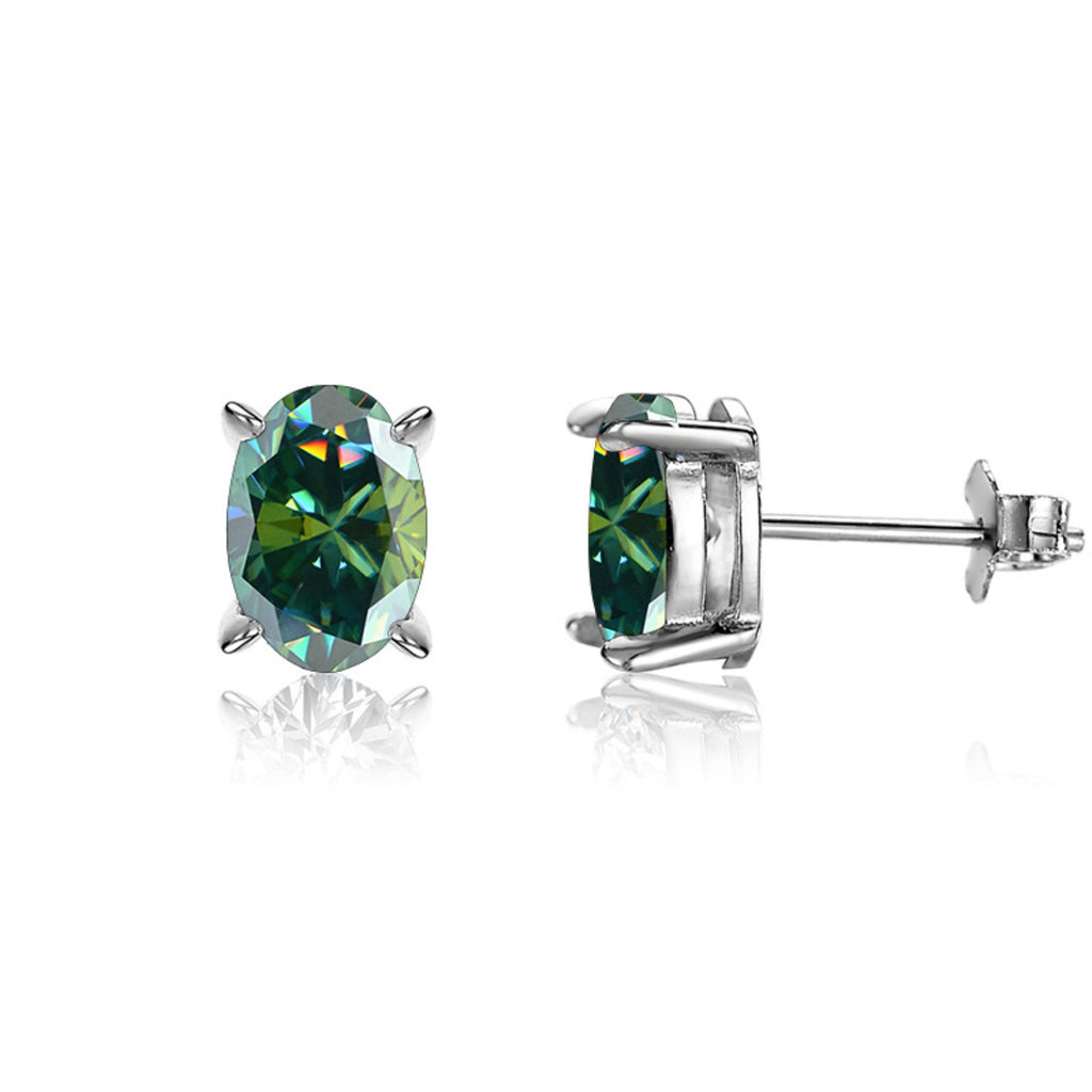 Oval Cut Moissanite Stud Earrings, 925 Sterling Silver, D Color VVS1 Clarity, 2ct U709937