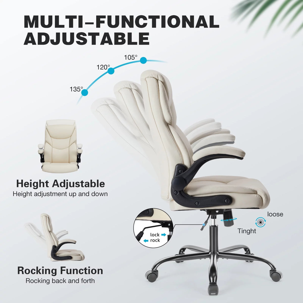 White Ergonomic Executive Desk Chair B577674
