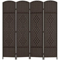 Brown 4 Panel Wooden Folding Room Divider E3840