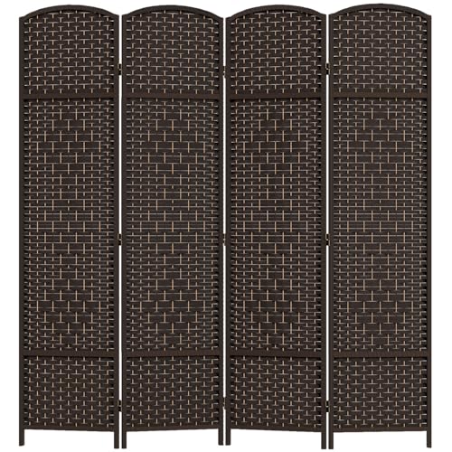Brown 4 Panel Wooden Folding Room Divider E3840