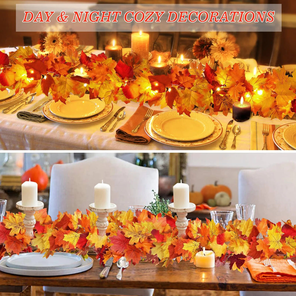 Maple Leaves Garland with Lights F2164