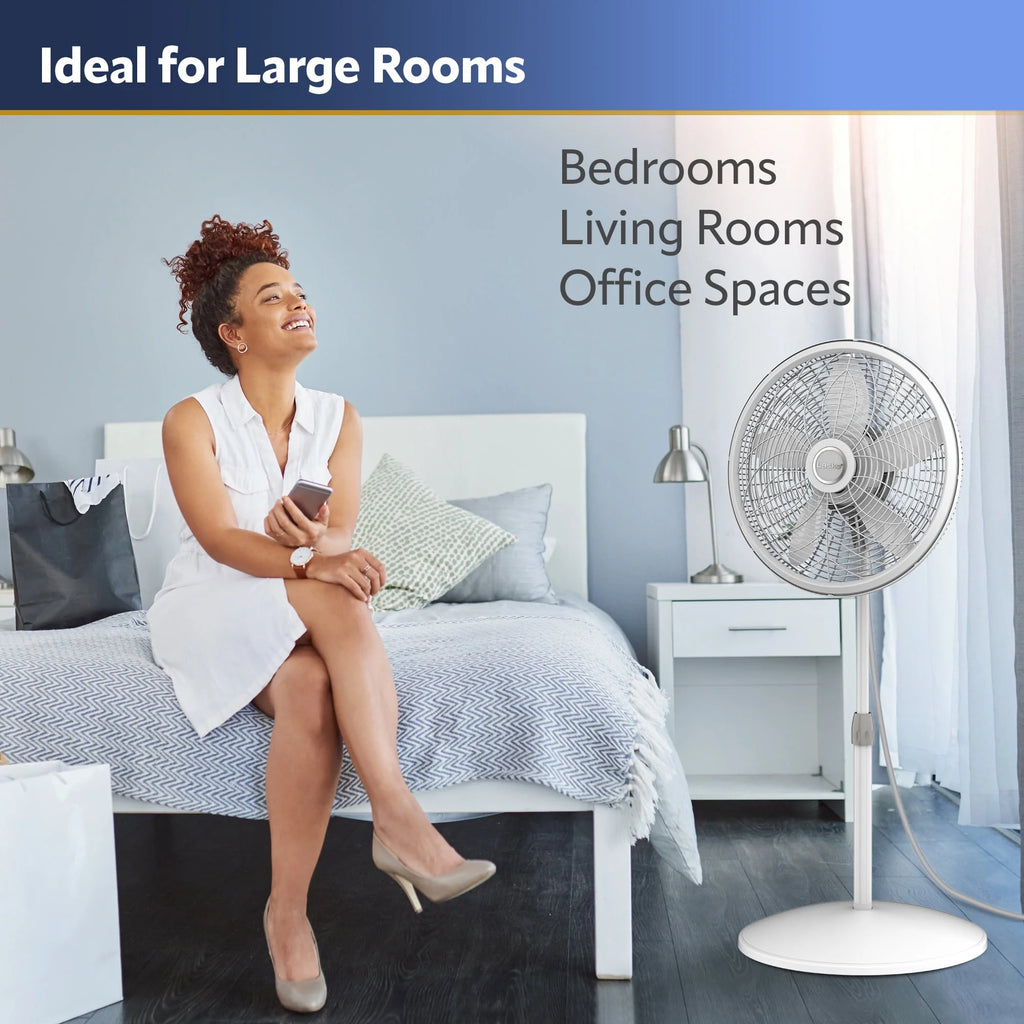 White 18 Inch 3-Speed Oscillating Pedestal Fan P1908