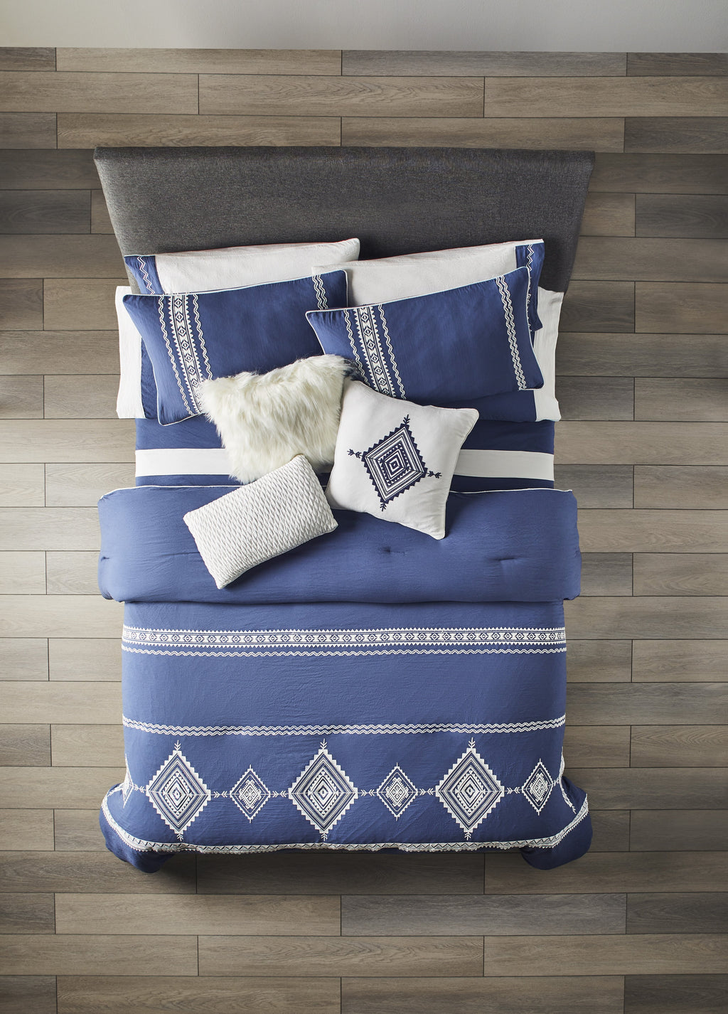 Navy 12-Piece Full Comforter Set with Sheets P75798