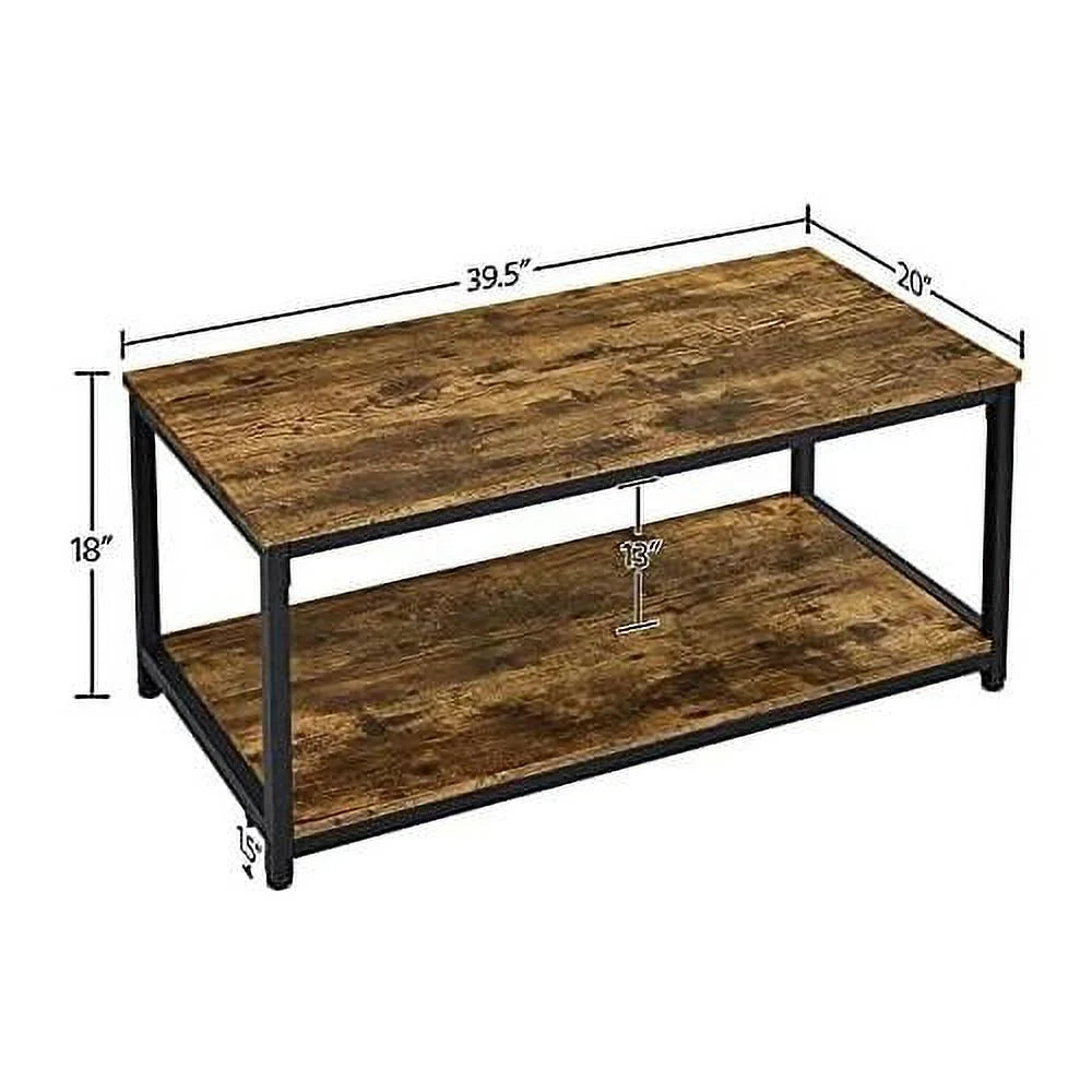 3-Piece Coffee Table & End Tables, Rustic Brown Wood R347333