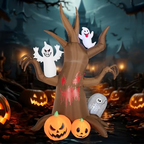 8FT Inflatable Halloween Tree Decoration with Built-in LED Lights Q65856