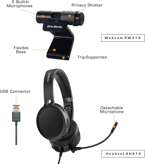 1080p Webcam USB 2.0 Headset with Microphone I4748