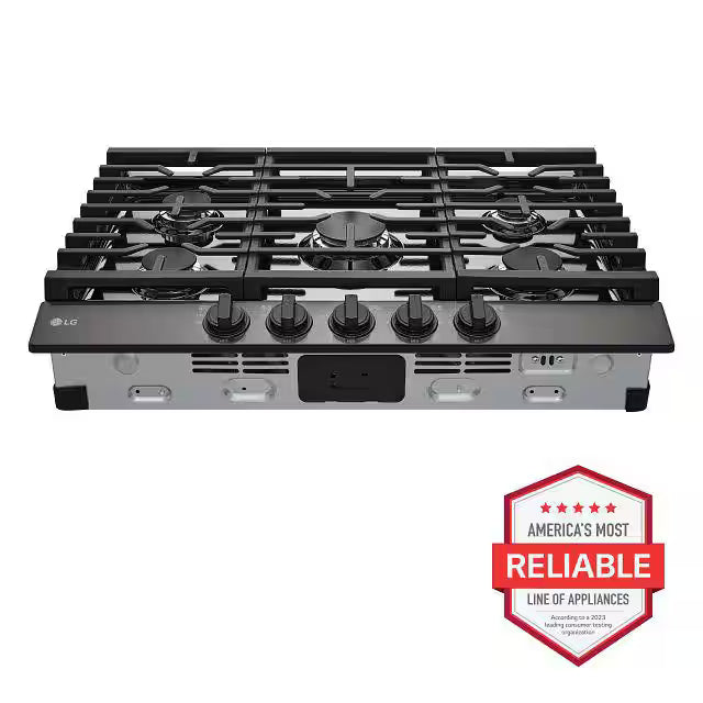 Black Stainless Steel 5 Burner Gas Cooktop Q344