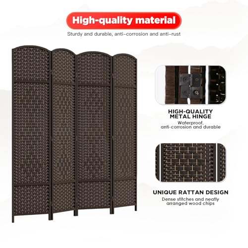 Brown 4 Panel Wooden Folding Room Divider E3840