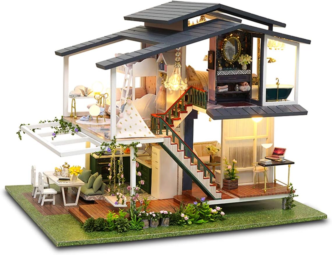 DIY Miniature Dollhouse Kit 1:24 Scale with Music and Dust Proof Y583287