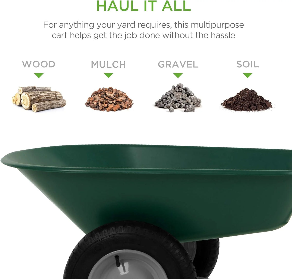 Green Dual-Wheel Wheelbarrow Garden Cart B2711