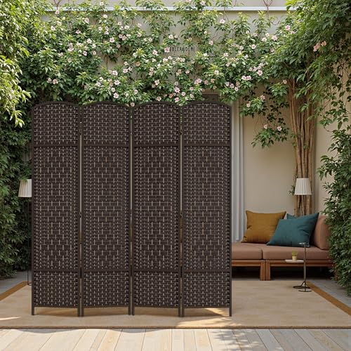 Brown 4 Panel Wooden Folding Room Divider E3840