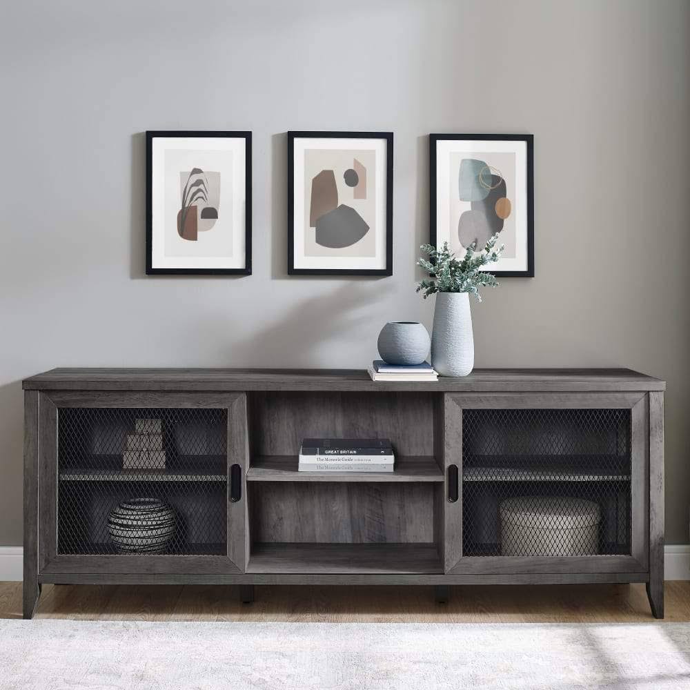 Industrial Sliding Mesh Door TV Console B718