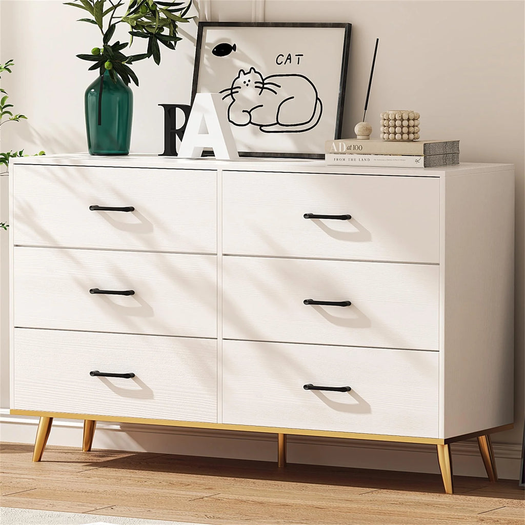 Black 6 Drawer Wood Dresser M543