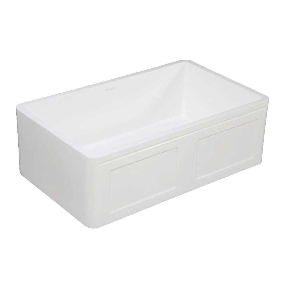 36 In. Apron Front Farmhouse Single Bowl Kitchen Sink, Matte White P614