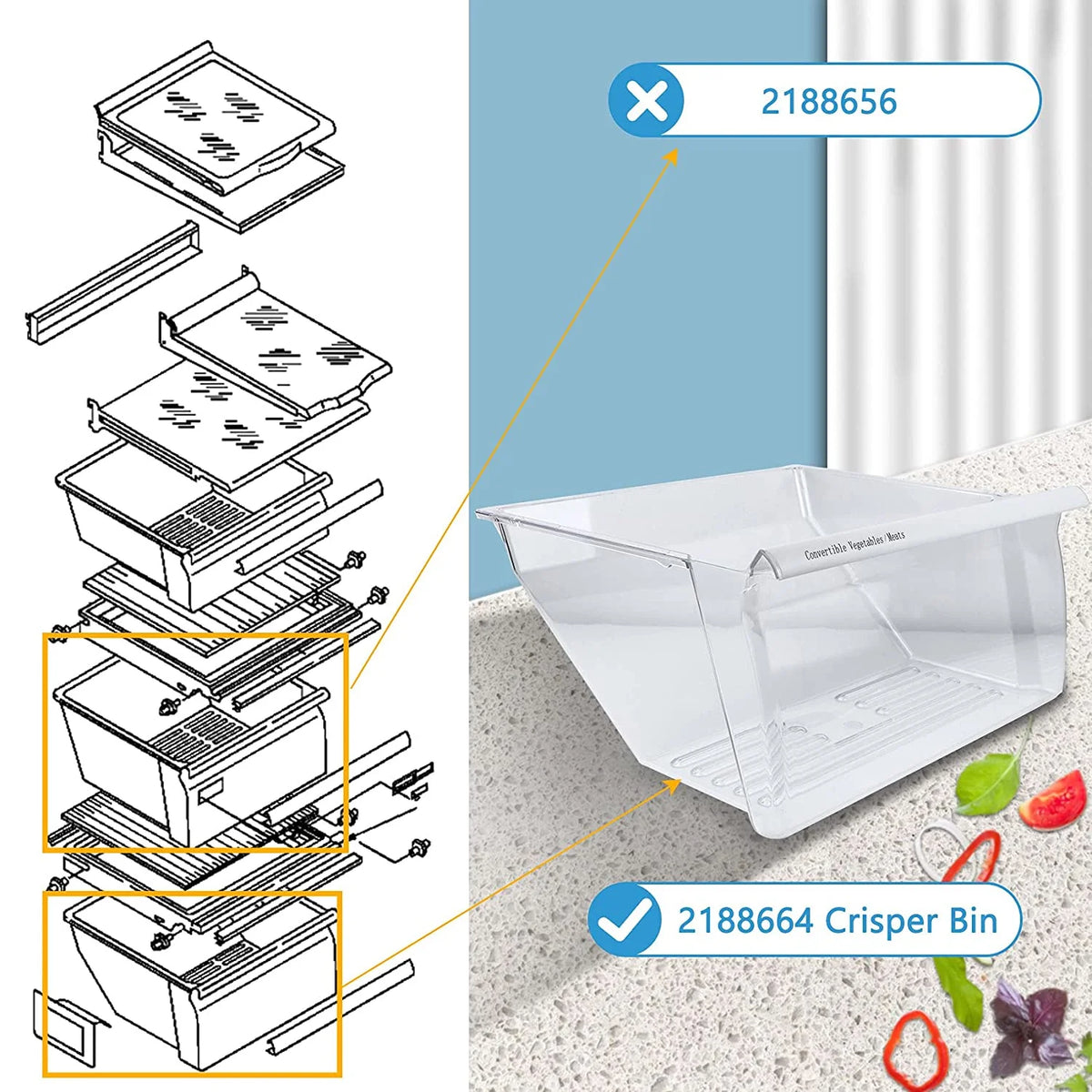 Clear Crisper Pan Bottom Drawer Bin J37037