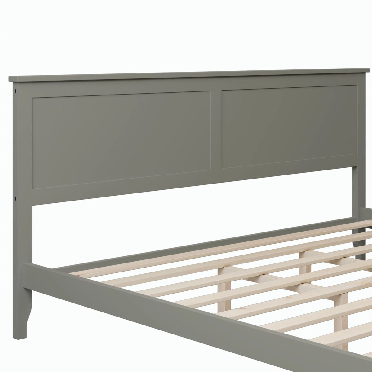 King Size Grey Solid Wood Platform Bed Frame with Headboard H37417