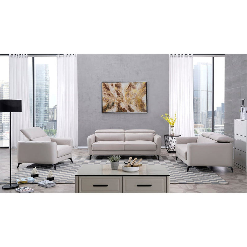 Genuine Leather Accent Chair in Light Gray H42239