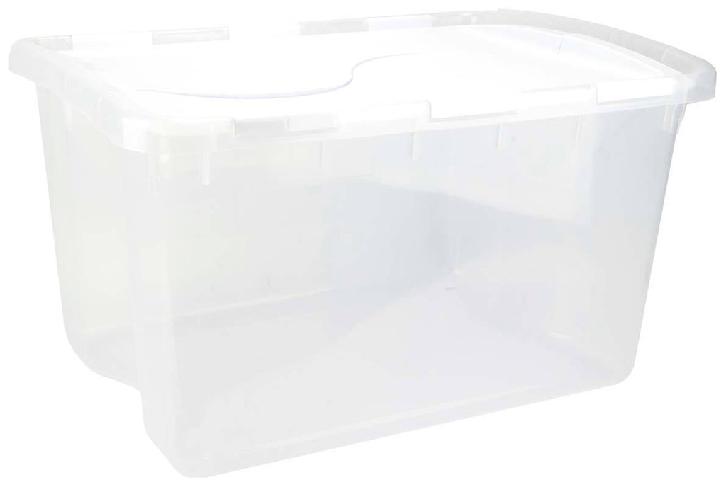 48 Quart Clear Hinged Plastic Storage Container 6 Pack F810