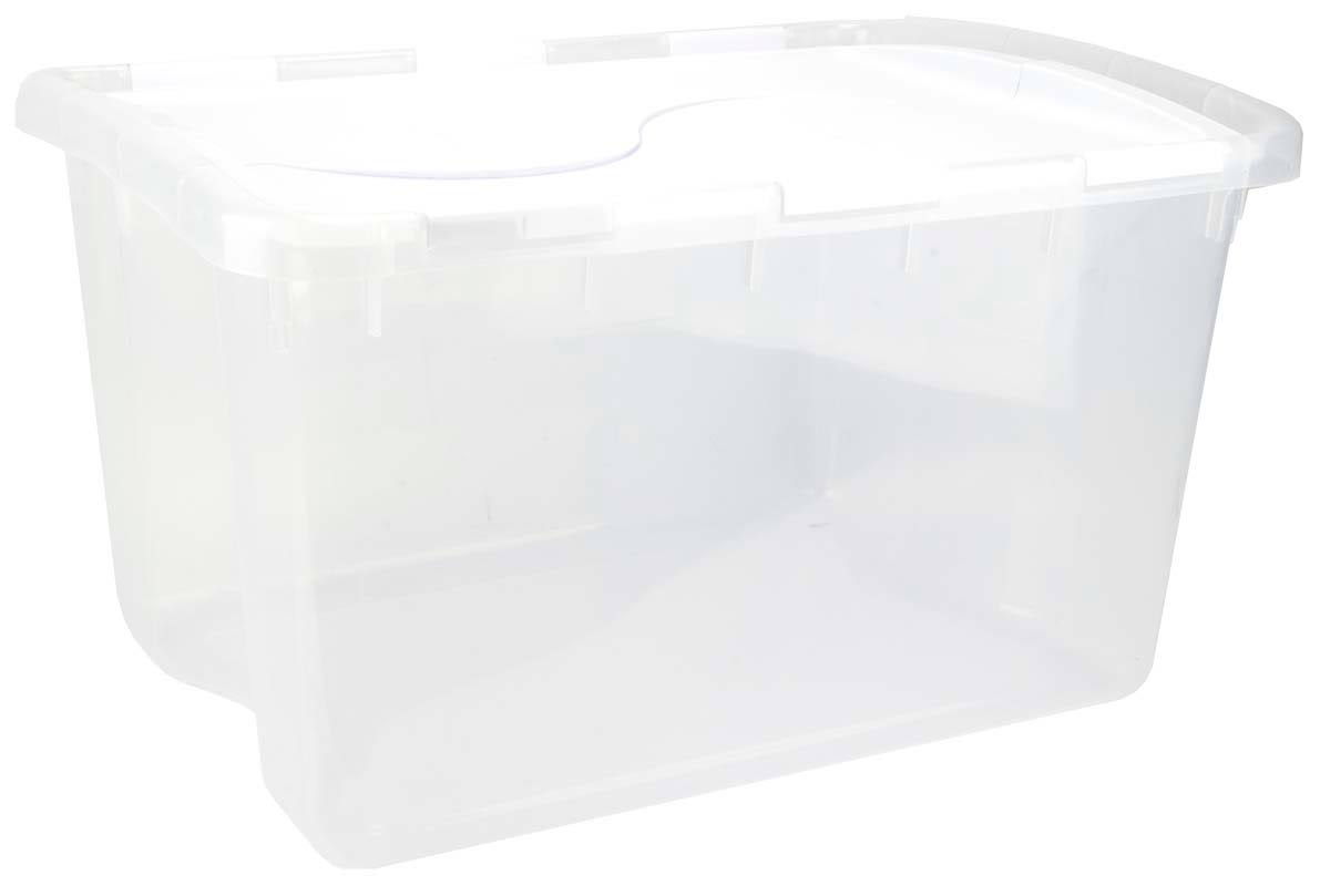 48 Quart Clear Hinged Plastic Storage Container 6 Pack F810
